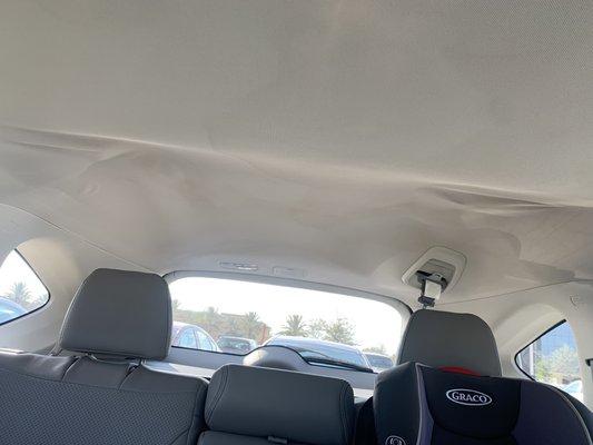 How Gary Yeomans Honda destroyed my CR-V headliner. They were ok with returning my vehicle in this condition.