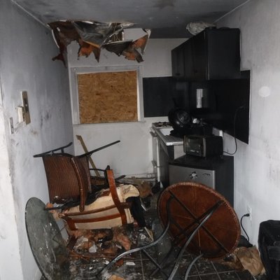 Kitchen affected by fire