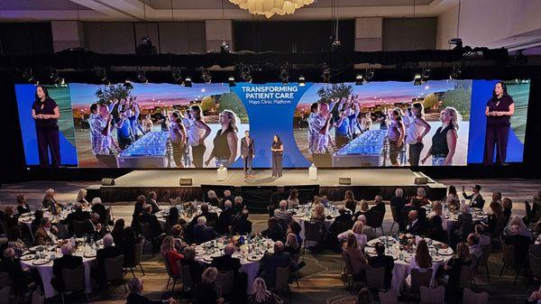 75' wide x 16' tall LED Video wall stage backdrop for corporate event