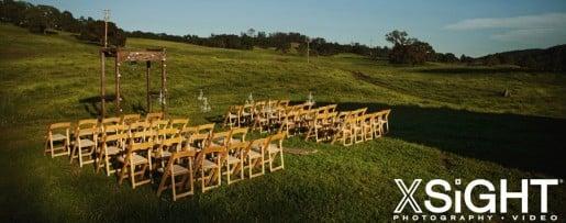 Ceremony Set-up with Natural Wood Folding Chairs