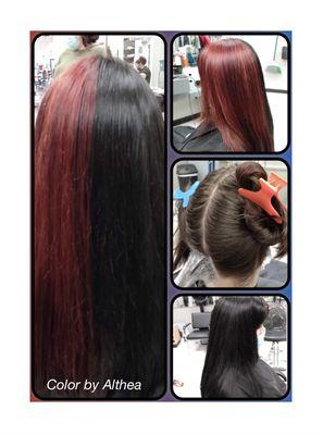 Beautiful Color Block design for a happy customer in time for Easter by Althea!! 
Call 270-763-1575 for your new look!!