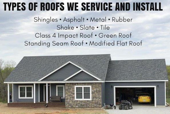 Types of roofs we install!