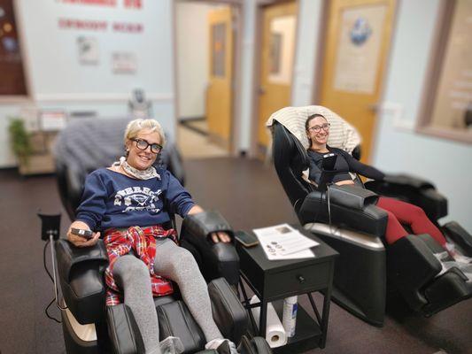 Relaxing in Massage Chairs