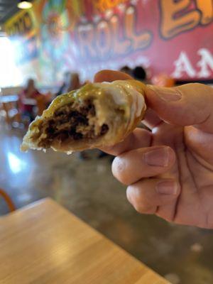 The shredded beef taquito in flour