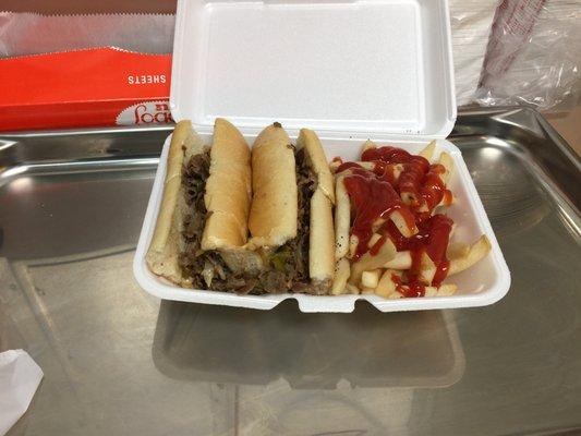 Cheese Steak with French Fries