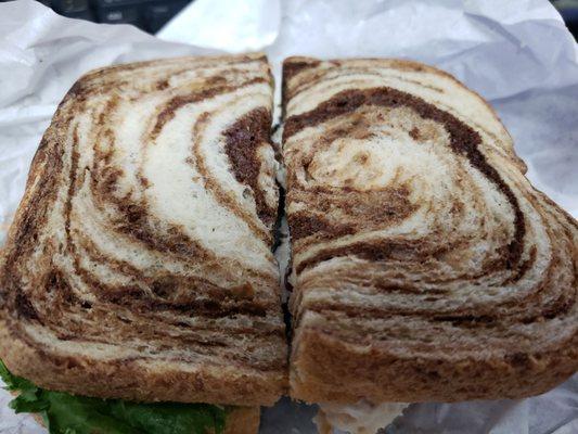 Chicken salad sandwich on marble rye.. amazing