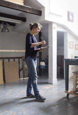 Artist in Residence Emilie Houssart in Tom Barrett's 1930s studio