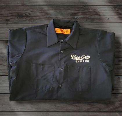 Vice Grip Garage Custom Screen Printed work shirts.