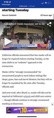 No more mask mandate for Cali - Praise God! I was over it long ago.