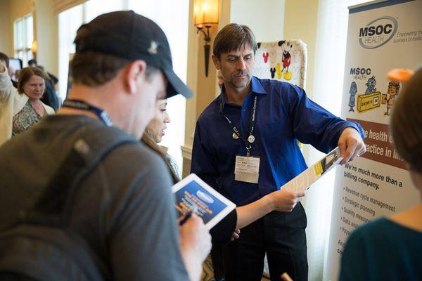 Cam Cox, MSOC Health CEO, discusses practice management & consulting with practice administrators and physician owners at a MGMA conference.