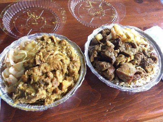 Small curry chicken and curry goat