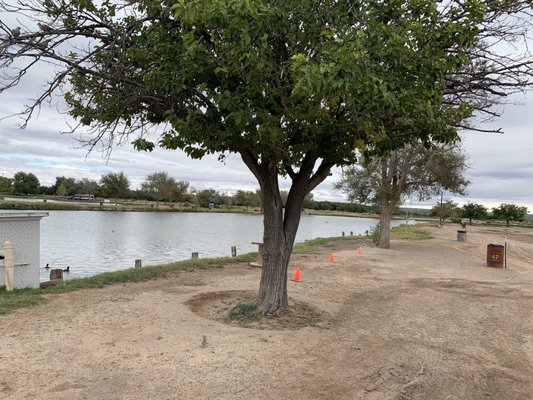 Campsite and lake