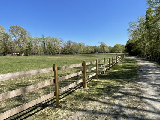 1/3 mile oval harness racing track divided into three new paddocks.