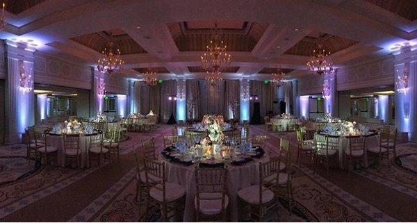 Elegant Uplighting & Pin Spots on the Center Pieces at the Casa Del Mar in Santa Monica