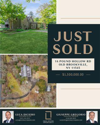 Sold in Old Brookville, NY.  
7300 SF buildable on 2.03 flat acres.