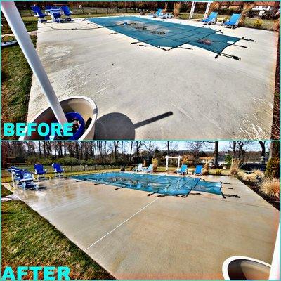 Pool deck surface cleaning