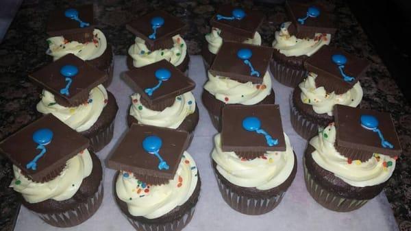 Cupcakes with candy caps for our son's Preschool Graduation.