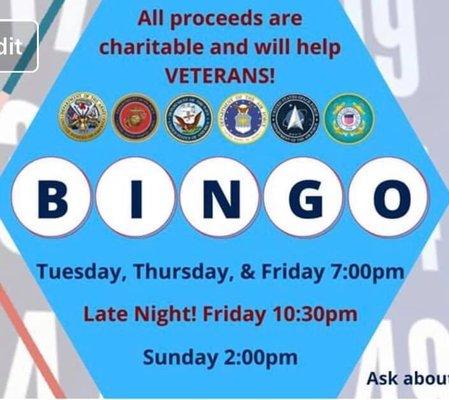 VFW Post 4709 BINGO schedule