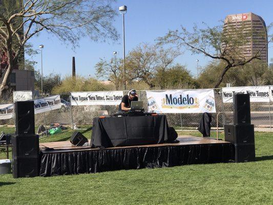 DJ dishing out tunes on the main stage