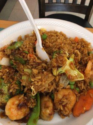 Schezwan shrimp with fried rice