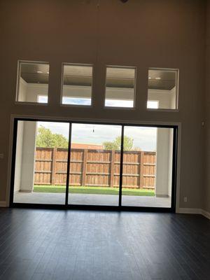 Inside looking out to the covered patio.