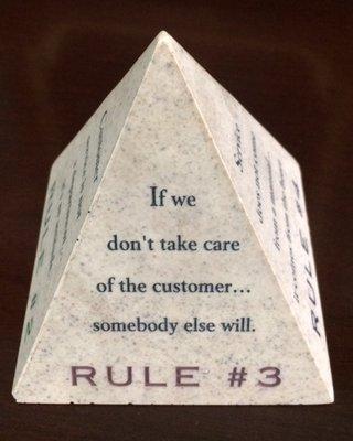 Business Rules to Live by. Rule #3: If we don't take care of the customer... somebody else will.