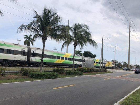 The train tracks that divide the two cemeteries.