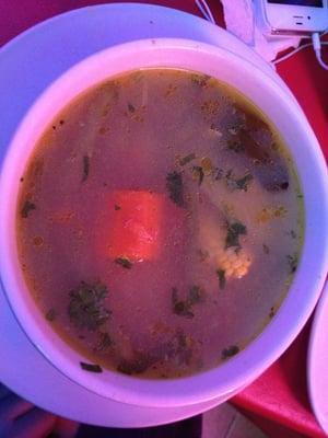 Sopa de Gallina (chicken soup, contains carrot, chayote & corn on the cob, comes w/2 pieces of chicken on the side)