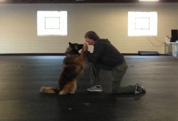 A class participnat from the Dogs Can Dance freestyle dance group showing off one of their endearing moves!