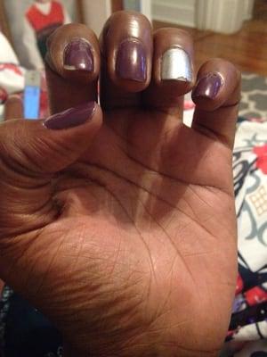 They don't want to do regular manicures so they rush them and the next day they look like this.