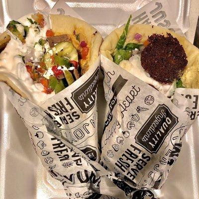 Gyro and Falafel pitas