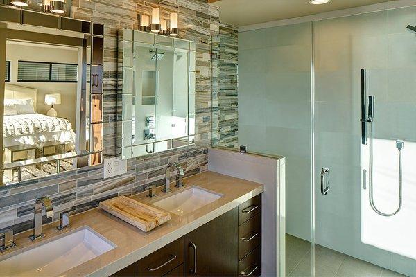 The airy and open master bathroom.