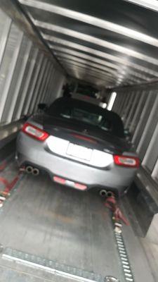 AFTER HOURS are hauling cars the safest way... All four tires are strapped over the tire itself not over the rim in ENCLOSED TRAILER