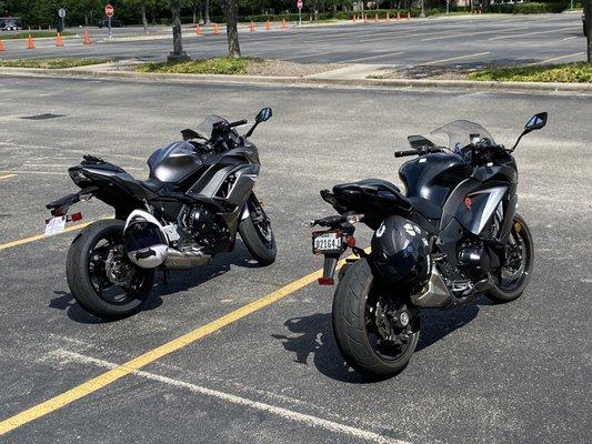 Her new bike on the left!