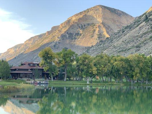 Branded Rock Canyon's Homestead Lodge & lake. Yes you can fish it while waiting for dinner!