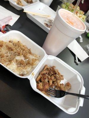 Kid's Teriyaki Chicken with Rice  and Soy Sauce  + Fanta Orange  Yum!