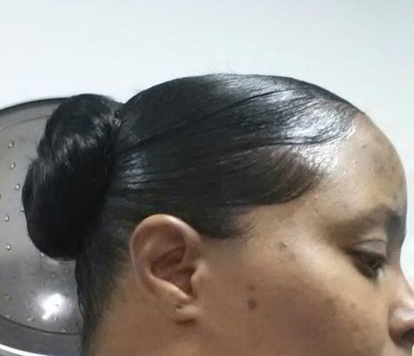 Elegant smooth bun with my fresh perm