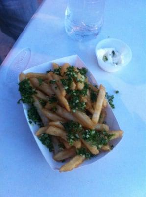 Garlic and parsley fries. $7