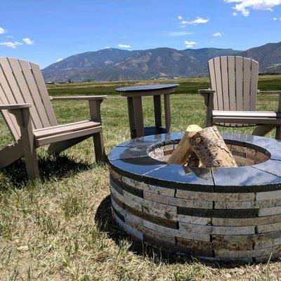 Recycled stone fire pit.