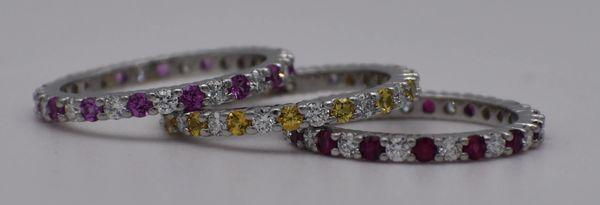 Platinum Stackable Diamond and Birthstone Mother Rings