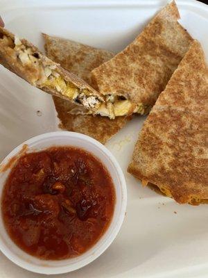 Quesadilla (made with a wheat shell?? & no sour cream) 8/31/22