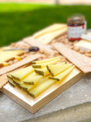 Vegetarian Cheese Board - Close up sheep's milk manchego