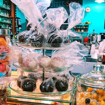 Homemade chocolate treats like all kinds of Chocolate Bombs, Hot Cocoa Bombs! Chocolate Barks! Specialty Cookies and so much more!