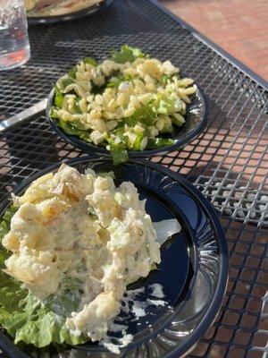 Back: orzo pasta salad  Front: potato salad