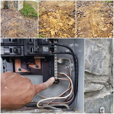 Installation of new grounding wire for outdoor panel