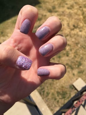 Grey/purple glitter solar nails