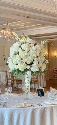 White hydrangeas centerpiece