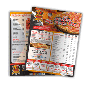 High Quality Flyer Menu Printed On 1 Or 2 Sides, In Full Color And/Or Black & White Back