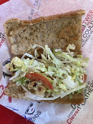 Mesquite Chicken consisting almost entirely of lettuce and bread.