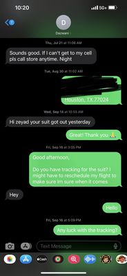 Text message exchange. Blackout parts was my address.